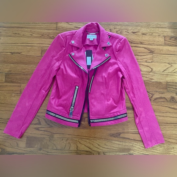 Joseph Ribkoff Hot Pink Fuchsia Moto Jacket Style 211954 Size Medium NEW W/ TAGS - Picture 8 of 12